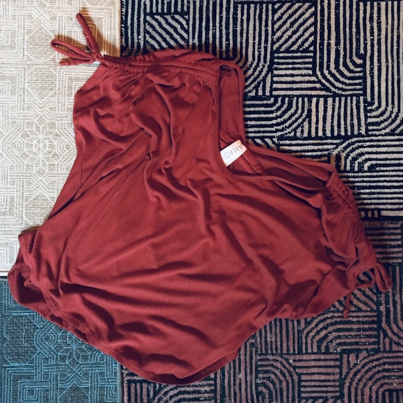 BOHO Anthropologie Amadi Drawstring Crimson Shirt - Picture 2 of 9